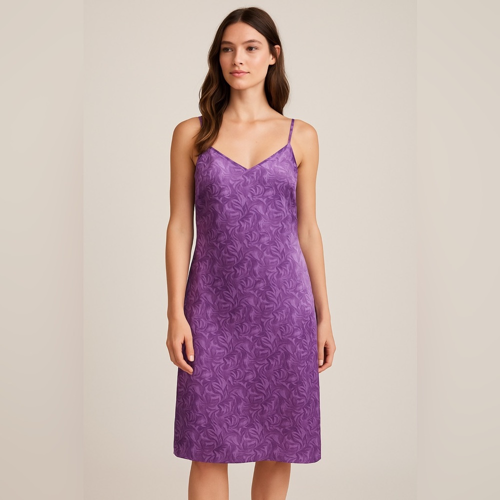 And Now This Women’s Satin Slip Dress Purple Textured Midi | Size Small